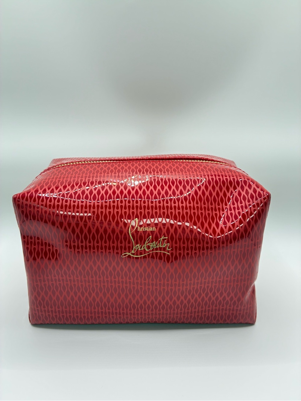 Christian Louboutin Red Glossy Patterned Cosmetic Case